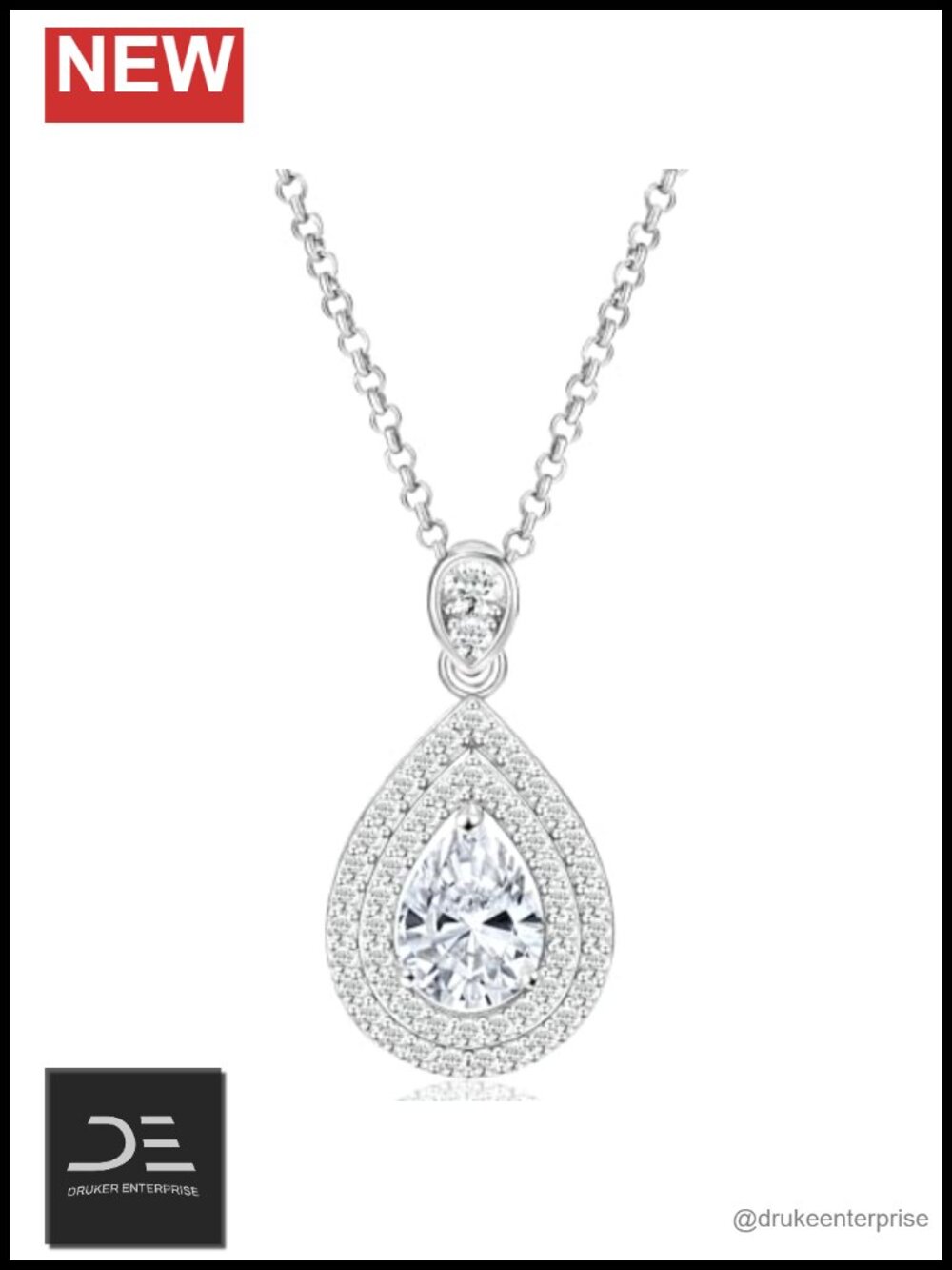 Pear-cut Moissanite Pendant Necklace, 18K Gold Vermeil Sterling Silver